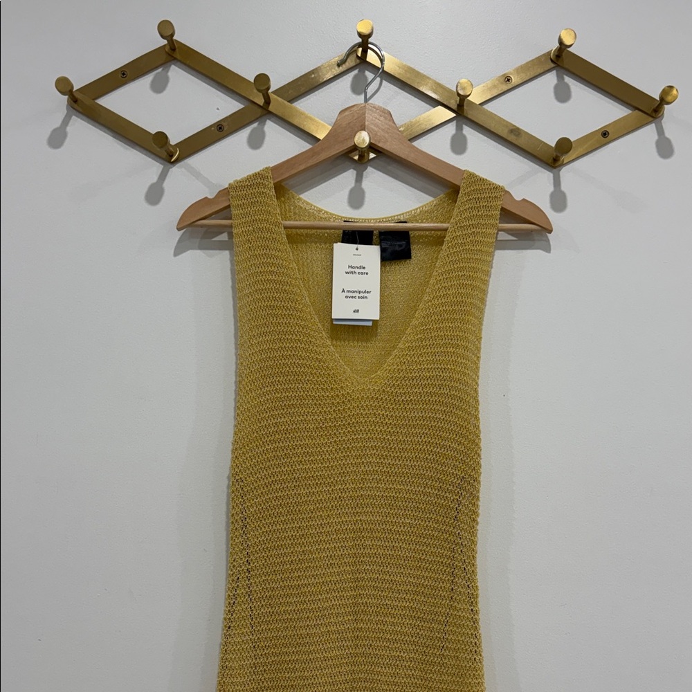 H&M Women's Mustard Knit V-Neck Swim Coverup